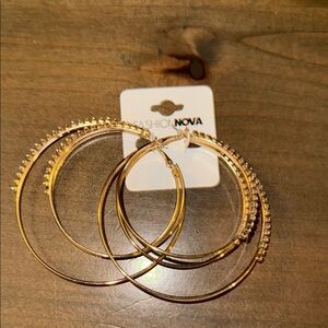 ❤️ Fashion Nova Gold and Silver Hoop “LIVING THE DREAM” Earrings Set